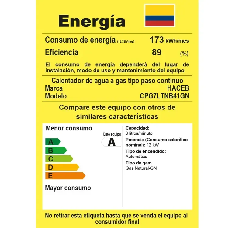 Calentador de Paso Haceb 7 Litros Tiro Natural Blanco img #10