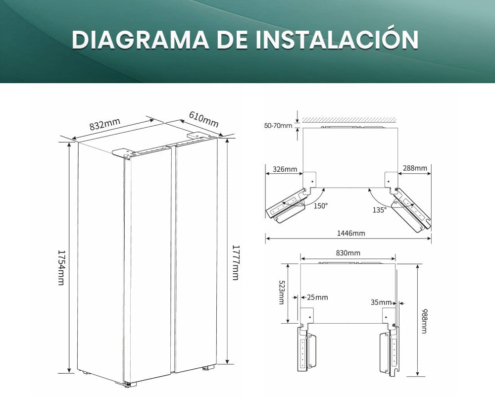 Nevecón Hisense Side by Side No Frost 428 Litros BCD-428 Gris img #3