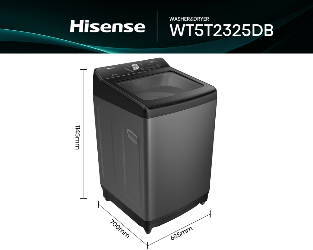 Lavadora Hisense Carga Superior Wifi 23 Kg WT5T2325DT Gris img #2