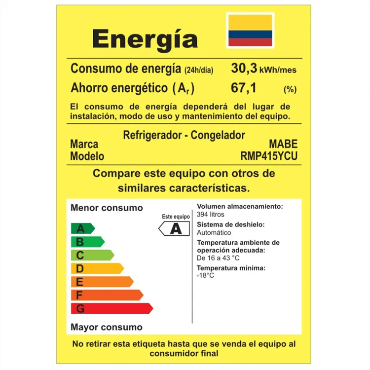 Nevera Mabe No Frost Congelador Superior 415 Litros RMP415YCU Inox img #8