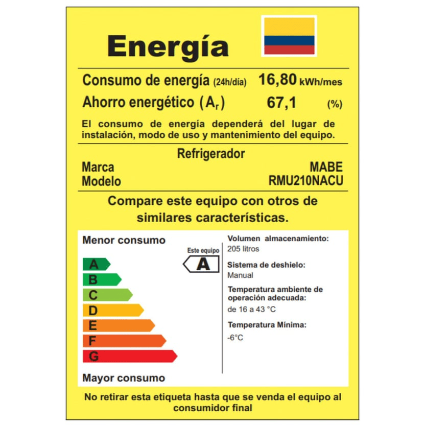 Nevera Mabe Frost 211 Litros RMU210NACU Inox img #8