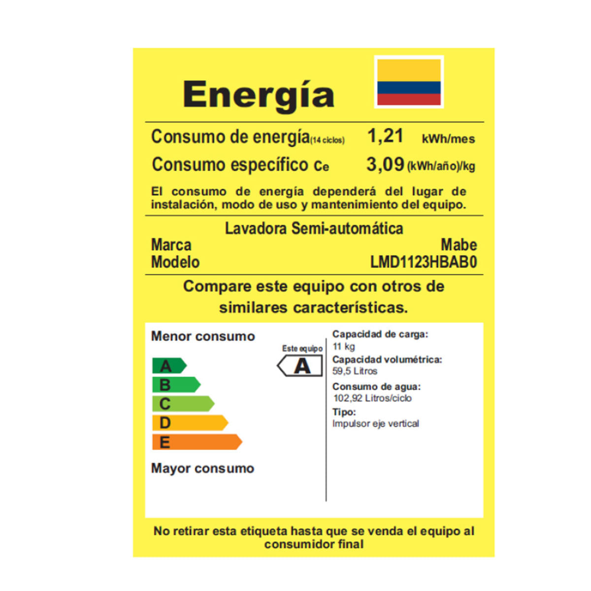 Lavadora Semiautomática Propela 11 Kg Blanca Mabe - LMD1123HBAB0 img #6