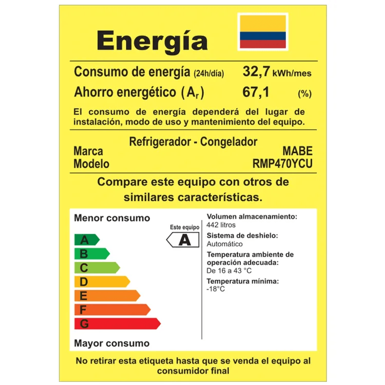 Nevera Mabe No Frost Congelador Superior 470 Litros RMP470YCU Inox img #8