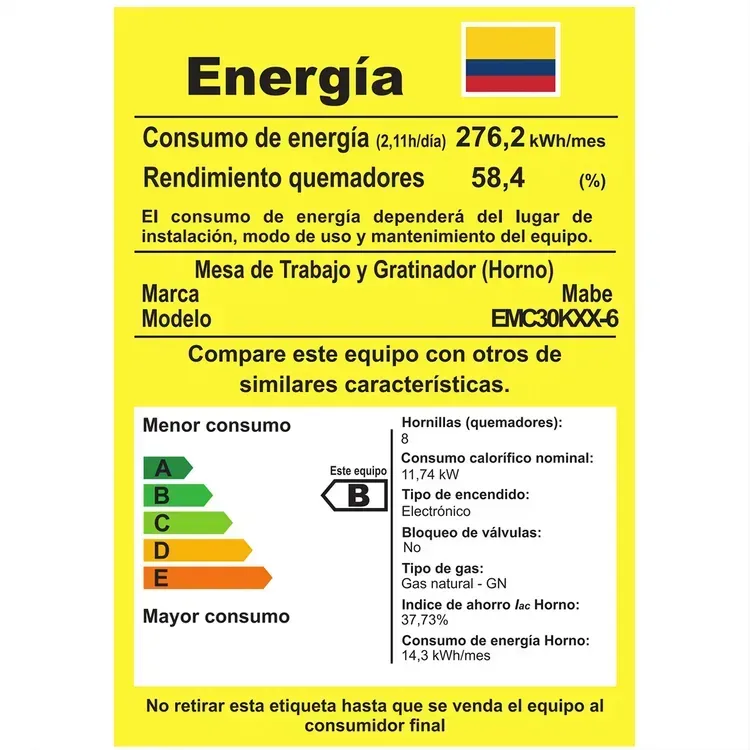 Estufa de Piso Mabe 6 Puestos Gas Natural EMC30KXX6 Inox img #8