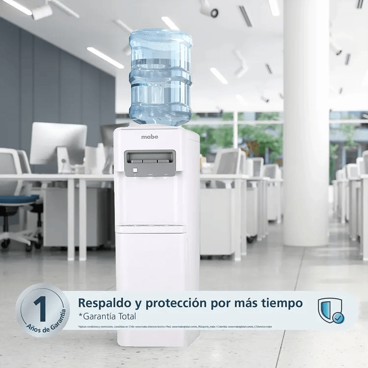 Dispensador de agua Mabe de piso para botellón con gabinete EMTLP3TBB Blanco img #3