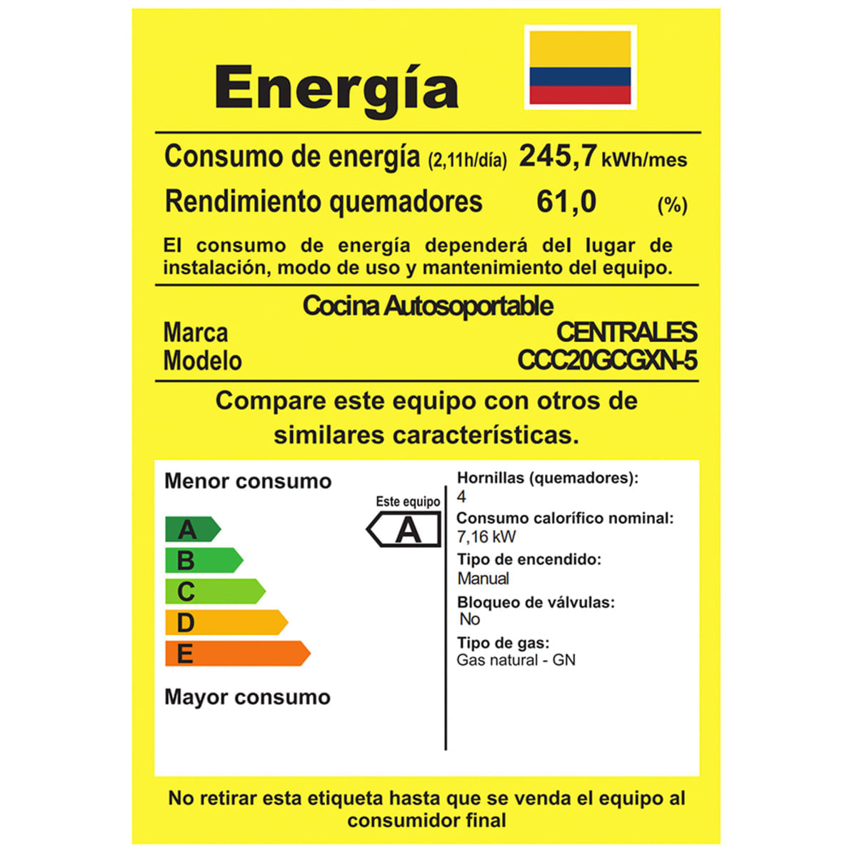 Estufa de Piso Centrales 4 Puestos Gas Natural CCC20GCGXN-5 Gris img #6