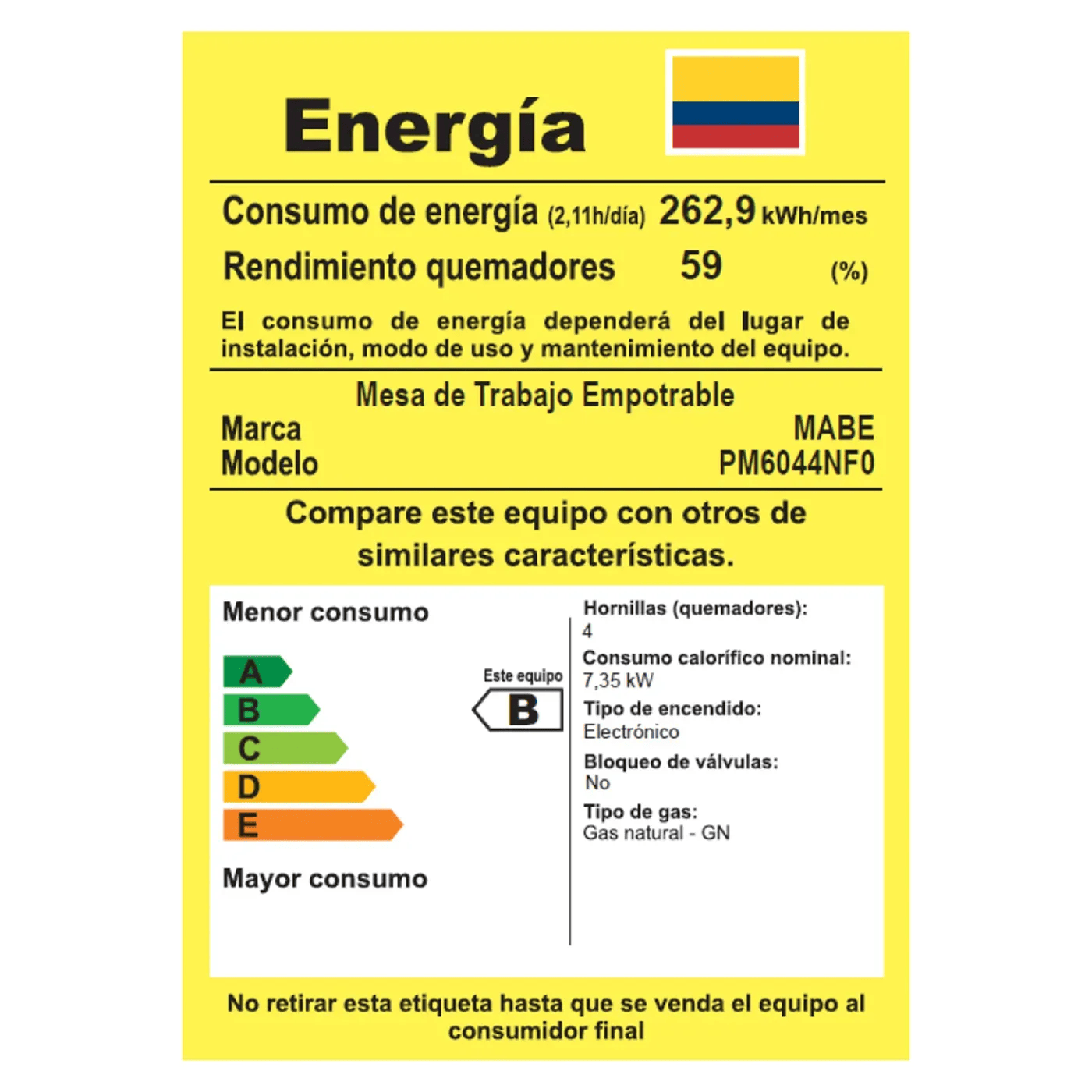 Estufa de Empotrar Mabe 60 cm 4 Puestos Gas Natural PM6044NF0 Inox img #8