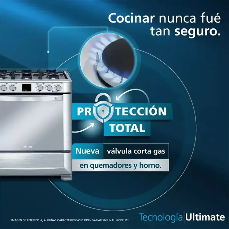 Estufa de Piso Mabe 6 Puestos Gas Natural EMC7630NFX0 Inox img #5