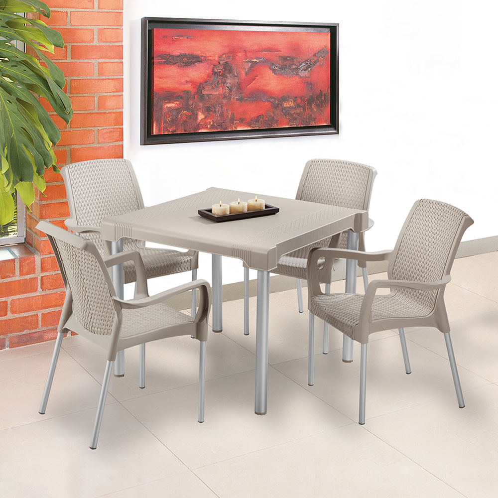 Combo Comedor Shia (1 Mesa + 4 Sillas Con Brazos) img #1