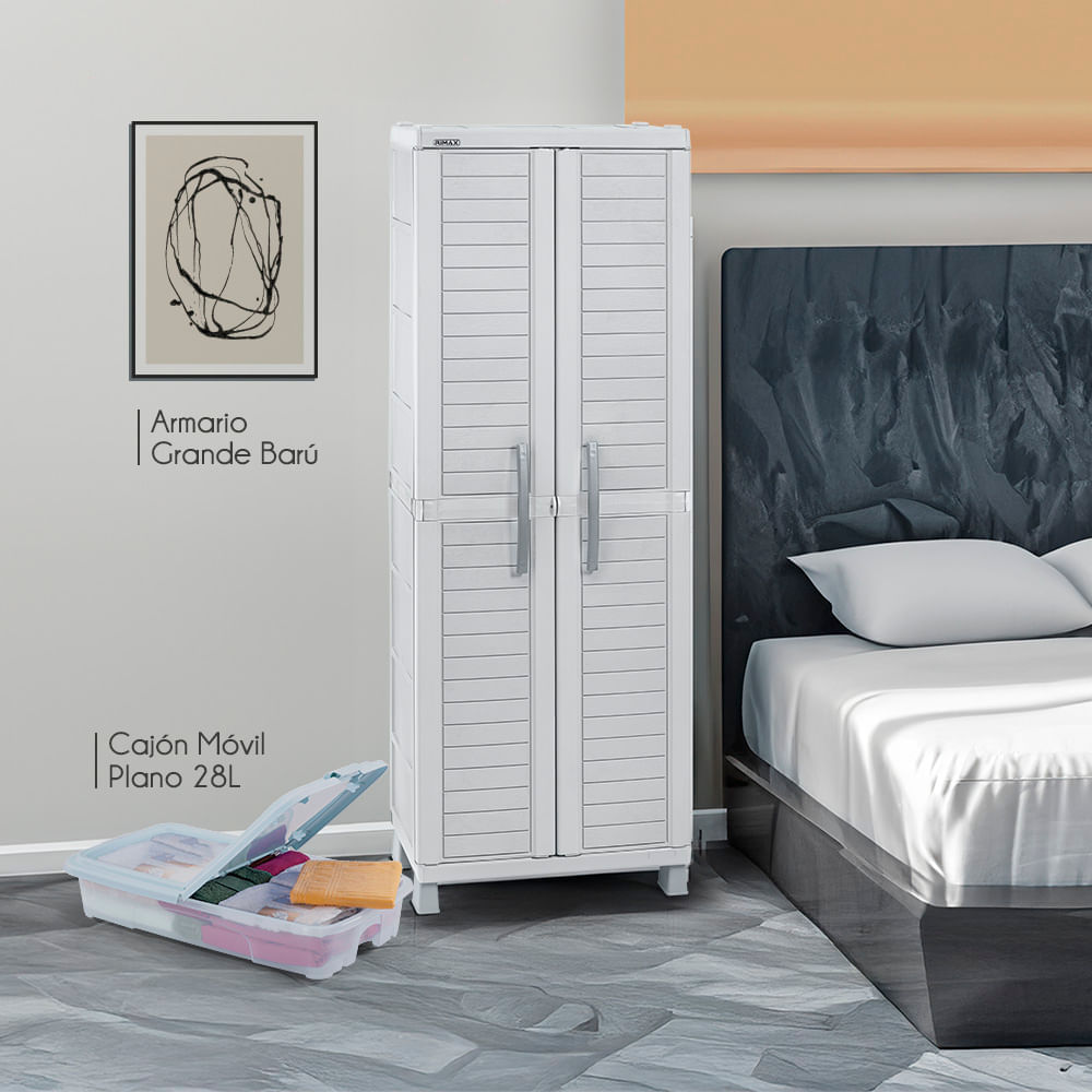 Combo Organizador Barú Armario Grande Cajón Móvil Plano 28 Litros Gris img #1