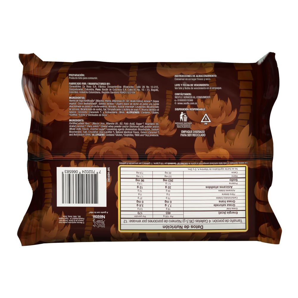 Galletas COCOSETTE sándwich rellenas crema de coco (438  gr) img #2