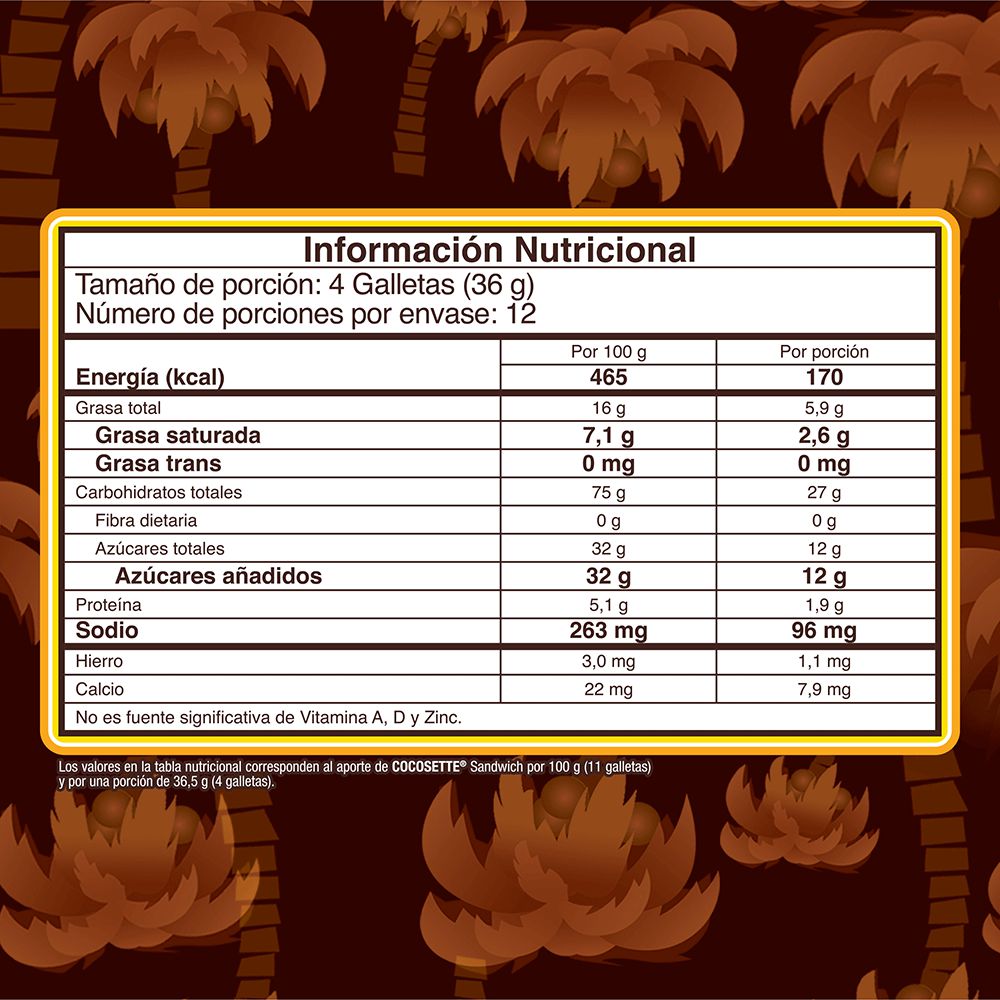 Galletas COCOSETTE sándwich rellenas crema de coco (438  gr) img #6