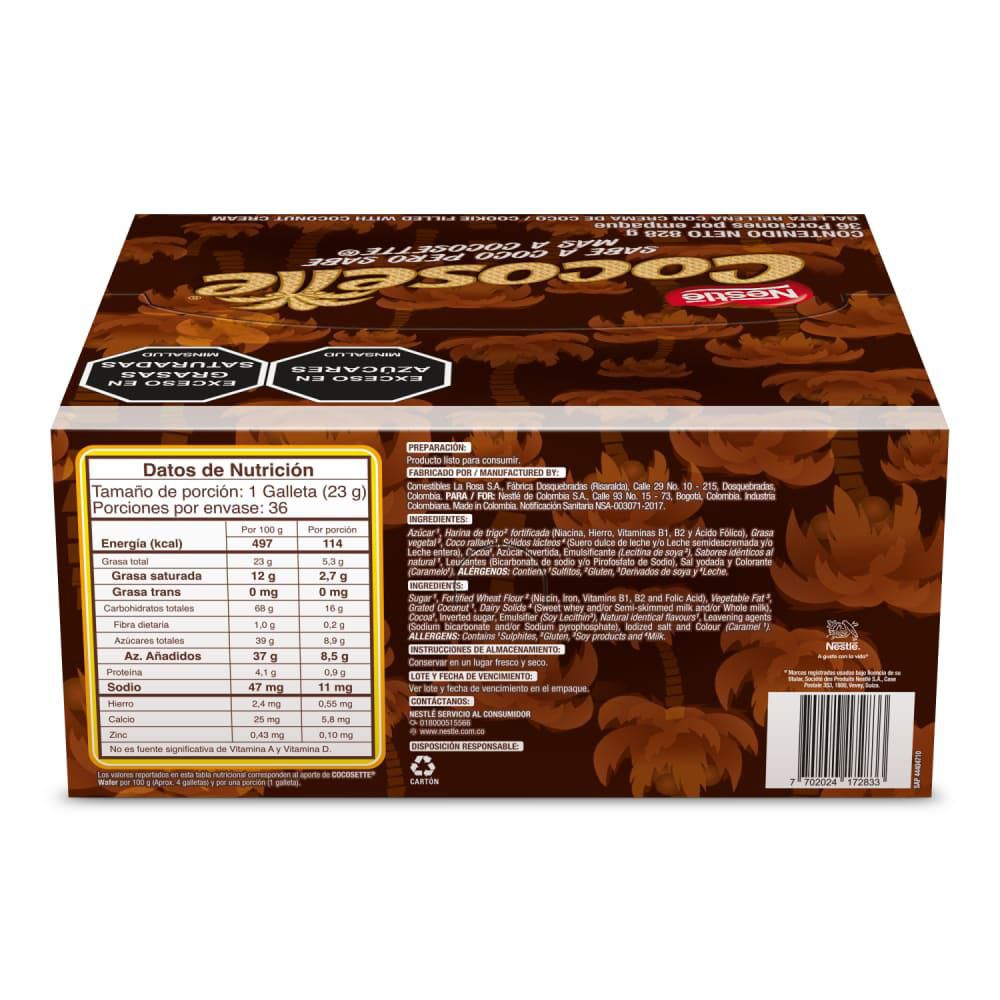 Galletas COCOSETTE rellenas con crema de coco x 18 (828  gr) img #2
