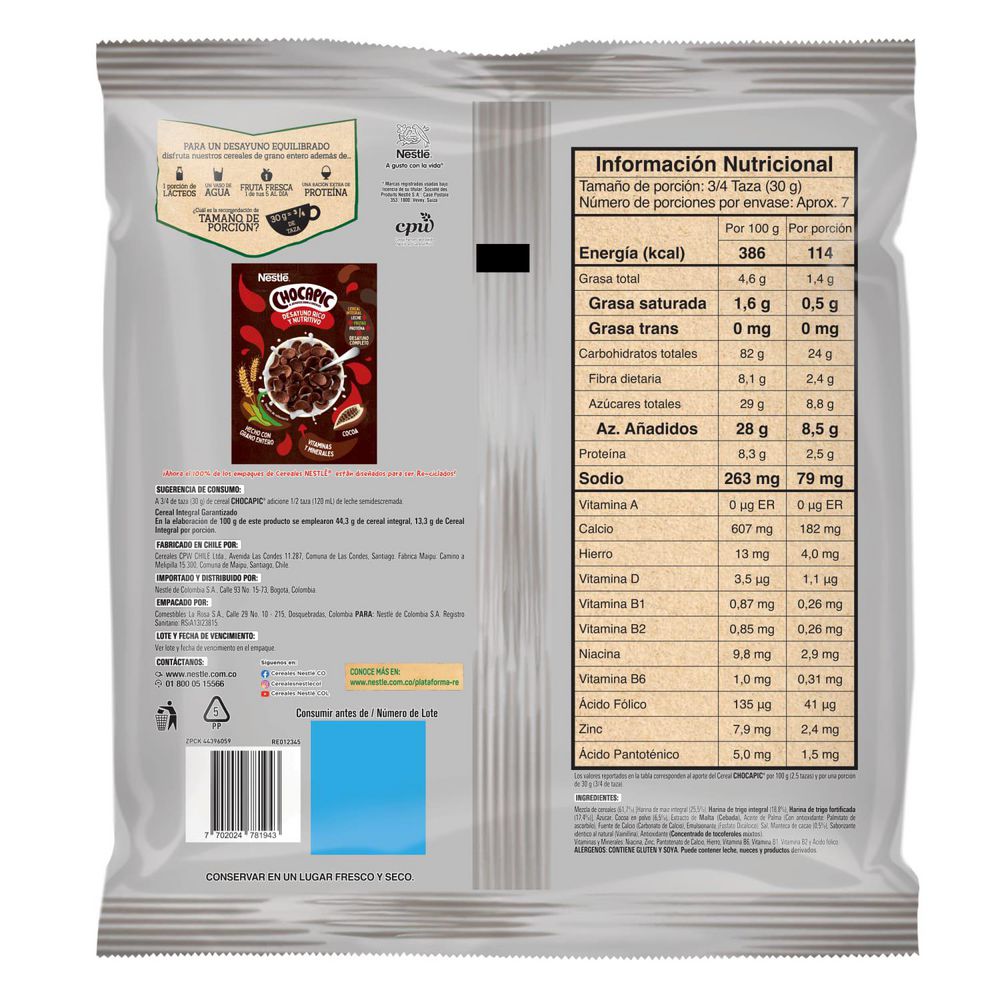 Cereal CHOCAPIC sabor chocolate bolsa (200  gr) img #3