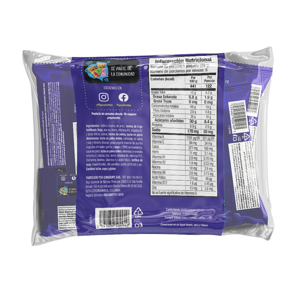 Cereal FLIPS chocolate x6und (168  gr) img #2