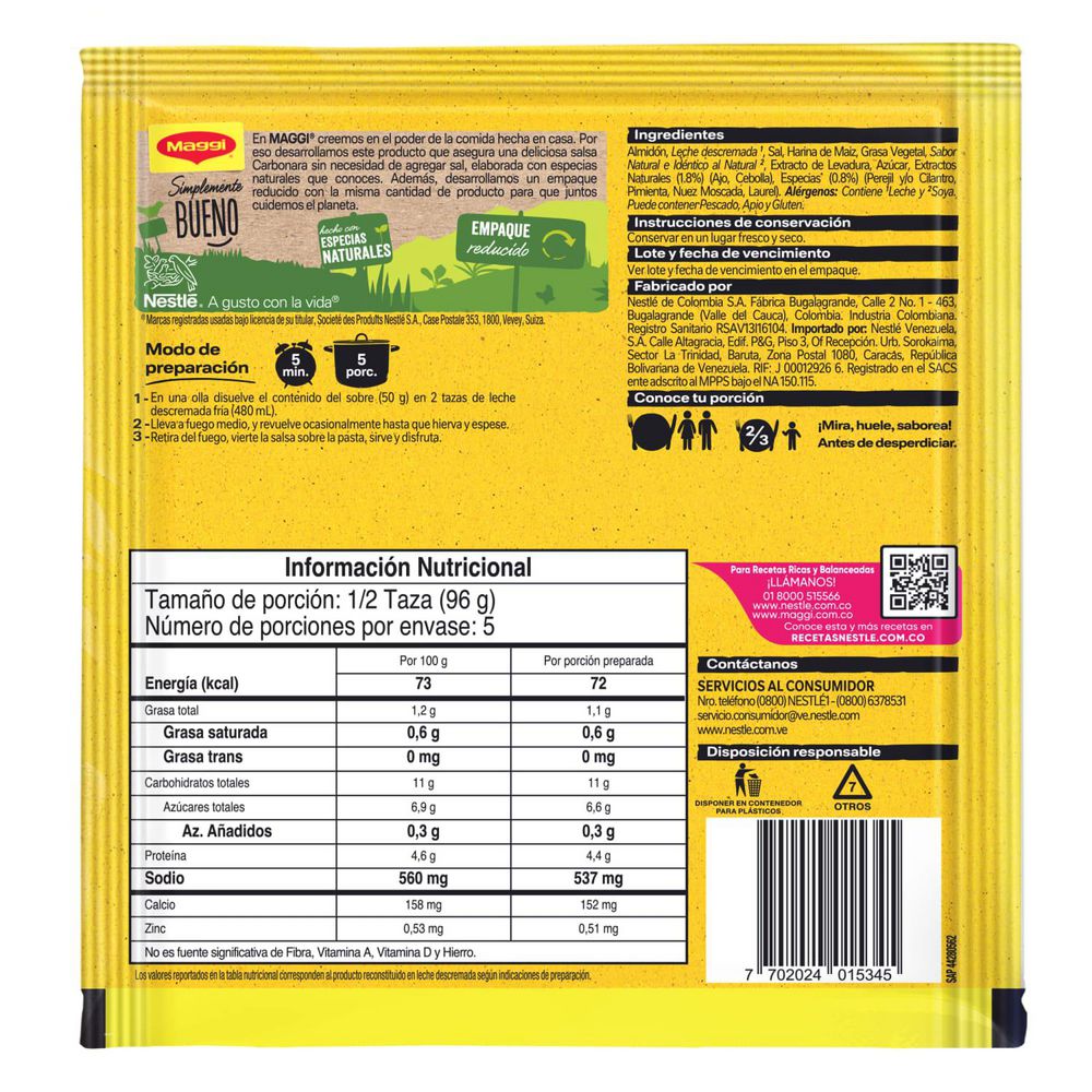 Base para pasta MAGGI carbonara (50  gr) img #3