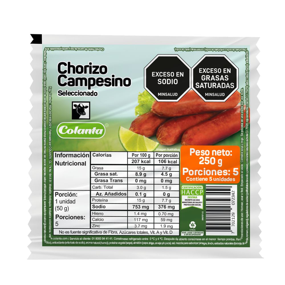 Chorizo COLANTA campesino (250  gr) img #1