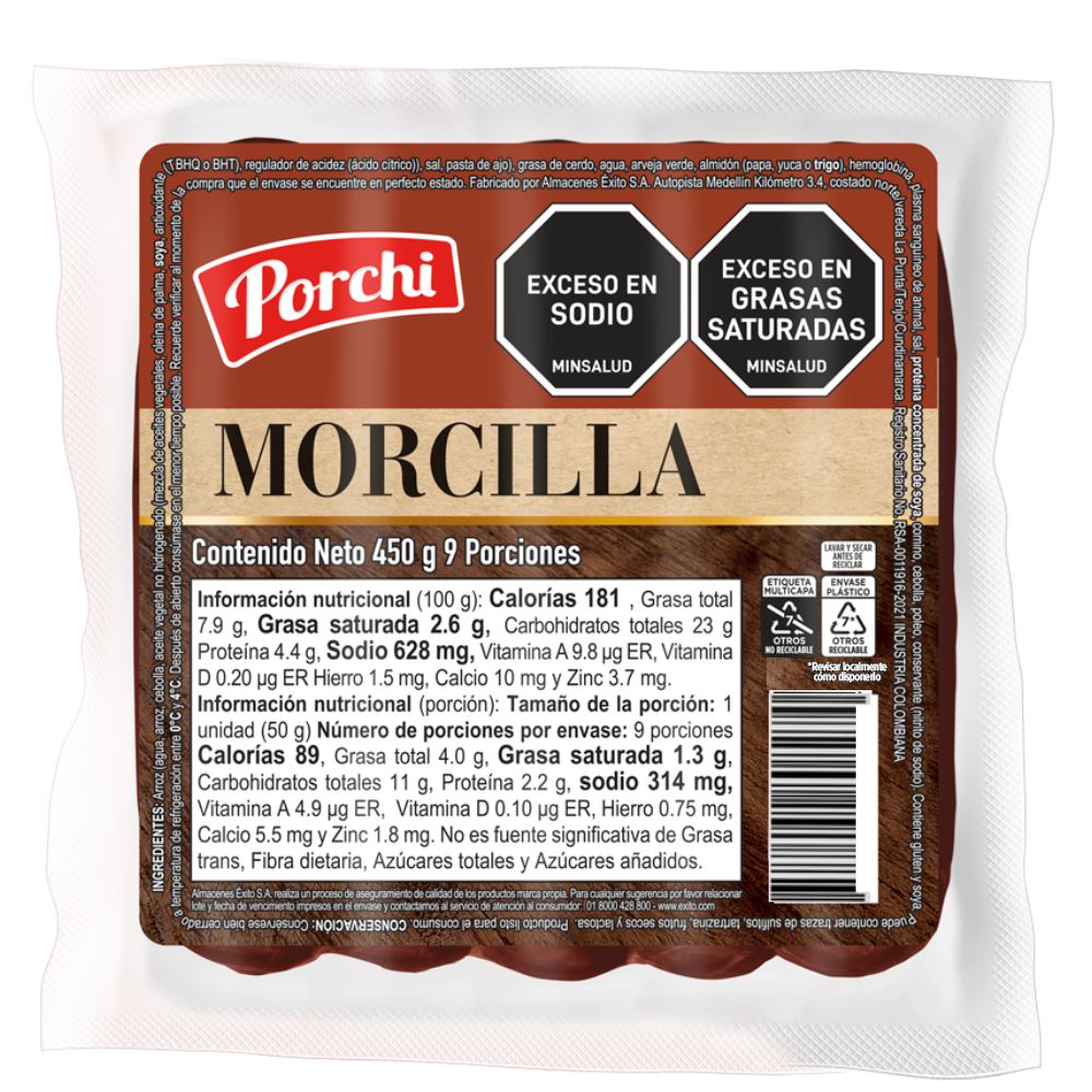 Morcilla PORCHI 9 porciones aproximadamente (450  gr) img #1