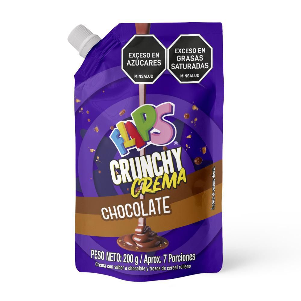 Crema de chocolate FLIPS crunchy con trozos cereal relleno (200  gr) img #1