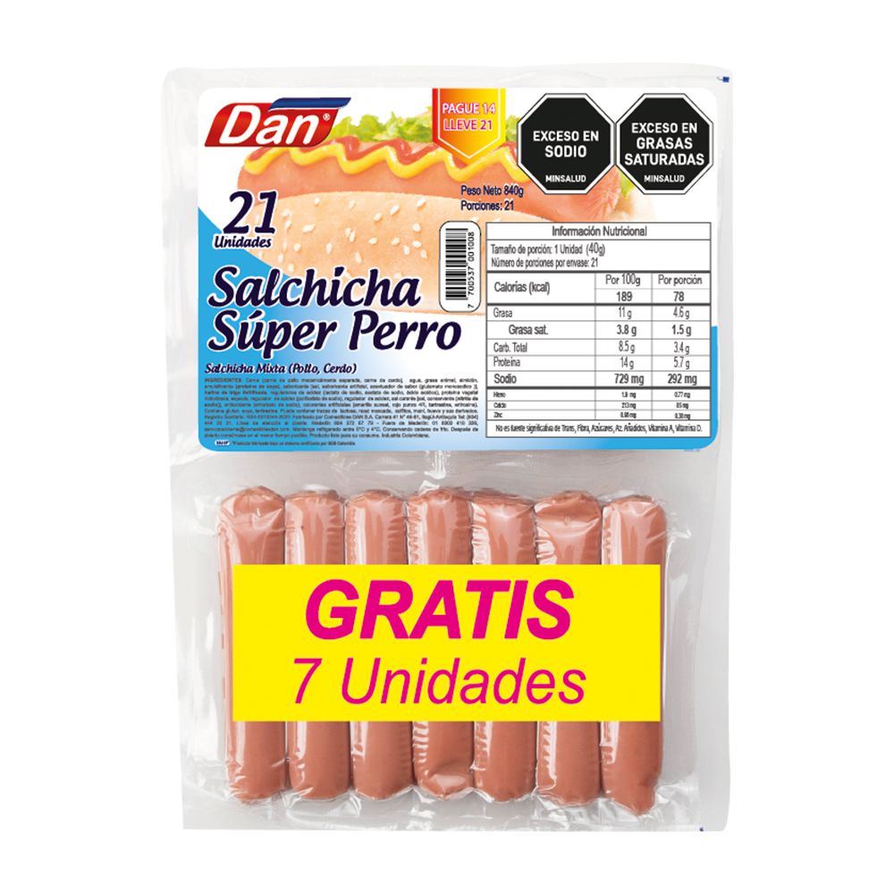 Salchicha DAN súper perro + 7und (840  gr) img #1