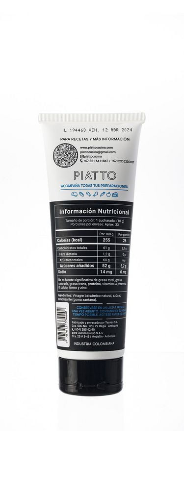 Vinagre balsámico PIATTO reducción clásico 100% natural (330  gr) img #3