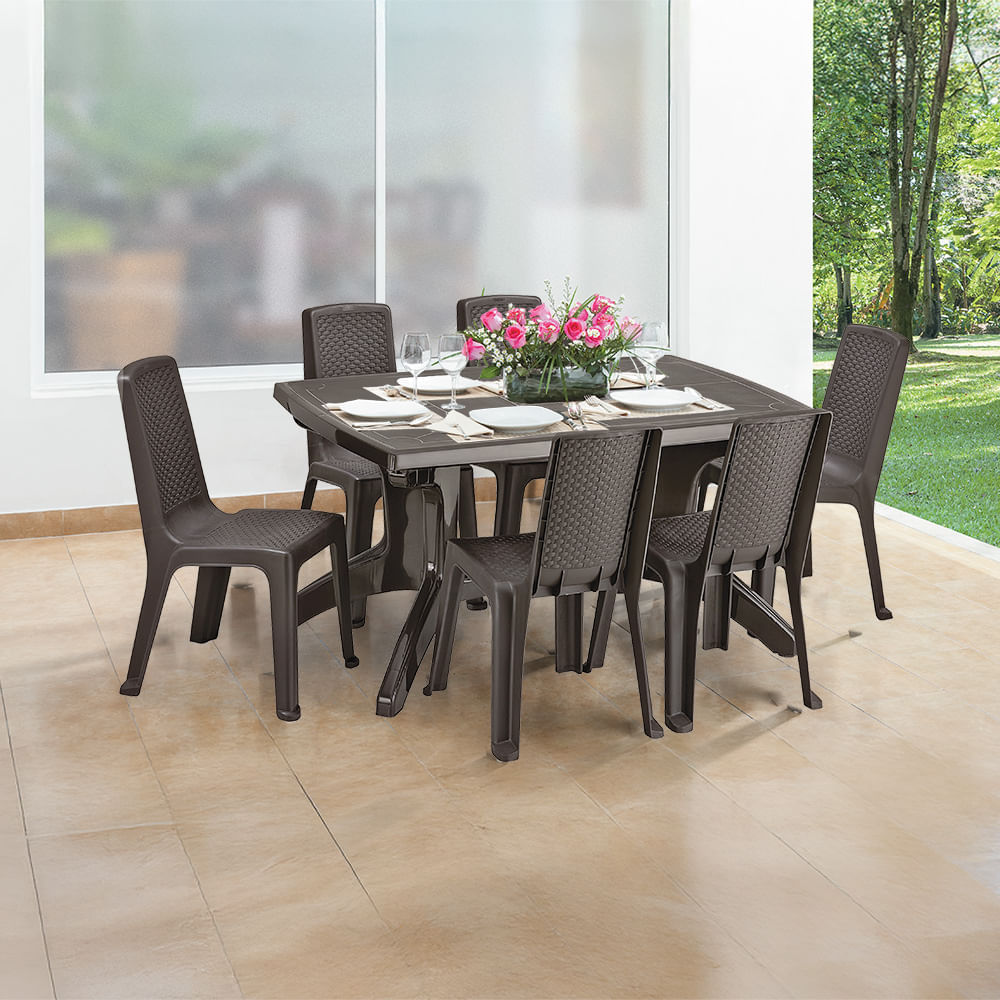 Combo Comedor Familiar Provenzal (1 Mesa + 6 Sillas Sin Brazos) img #1