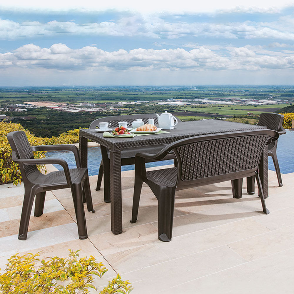 Combo Comedor Familiar Eterna (1 Mesa + 2 Sillas Con Brazos + 2 Sillas Dobles) img #1