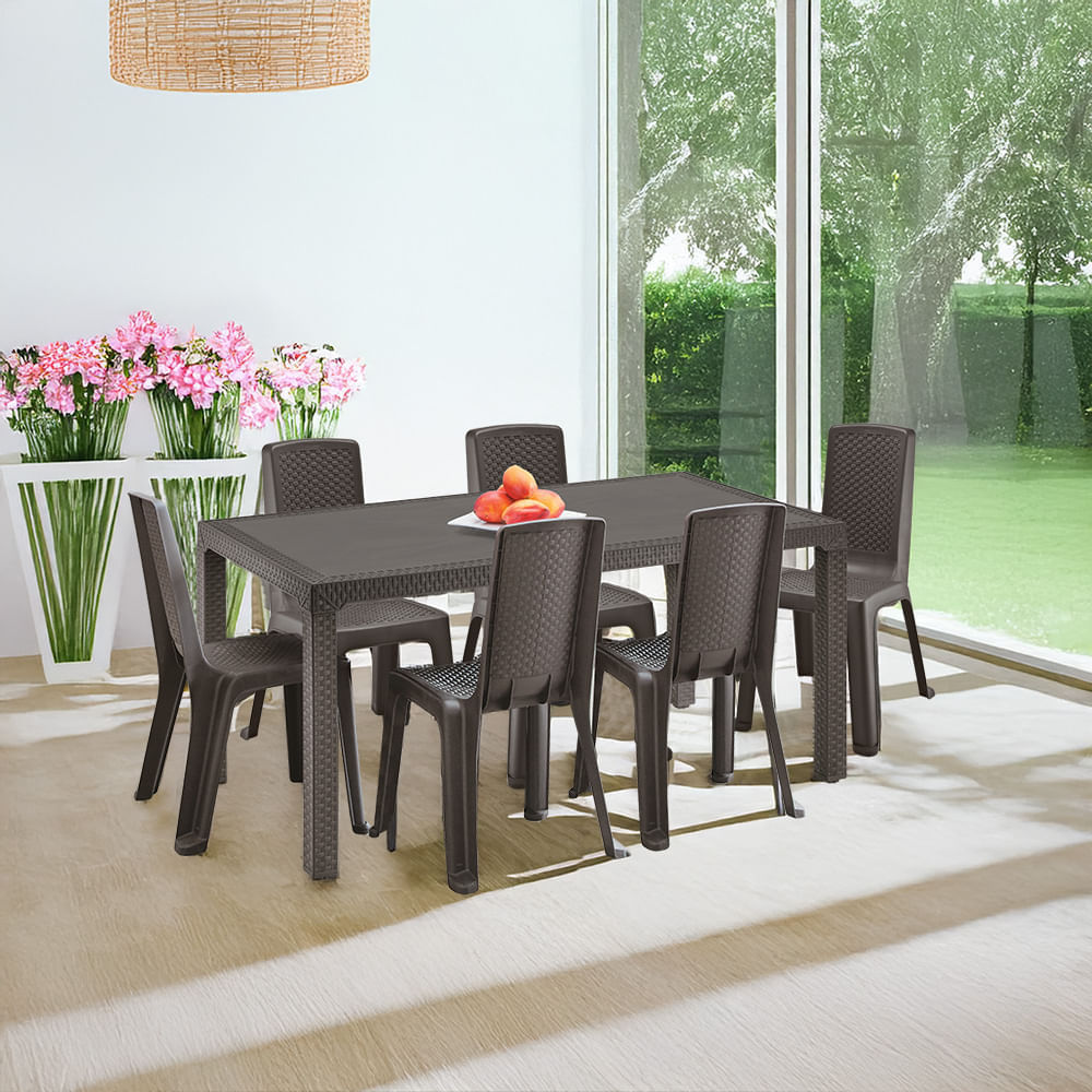 Combo Comedor Familiar Eterna 1 Mesa + 6 Sillas Sin Brazos Rimax img #1