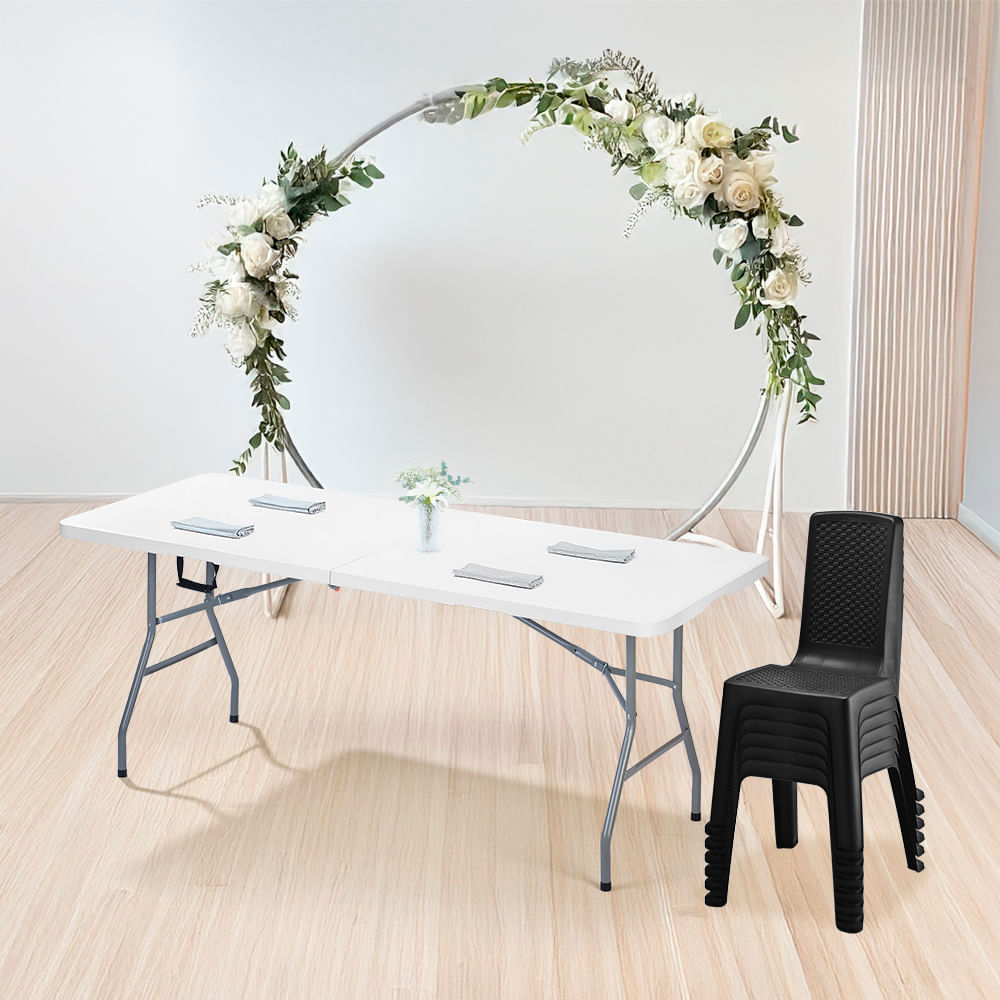 Combo Banquetero Mesa Banquetera  6 Sillas Eterna Sin Brazos Negras img #1