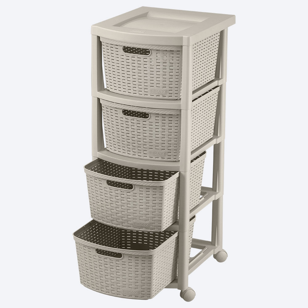 Combo Alcoba Armario Mediano Apariencia Rattan  Cajonero Apariencia Rattan 4 Gavetas Altas Taupe img #6
