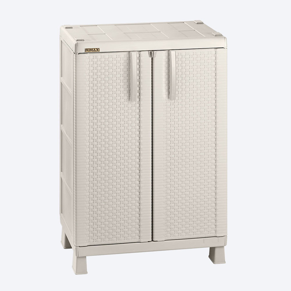 Combo Alcoba Armario Mediano Apariencia Rattan  Cajonero Apariencia Rattan 4 Gavetas Altas Taupe img #2
