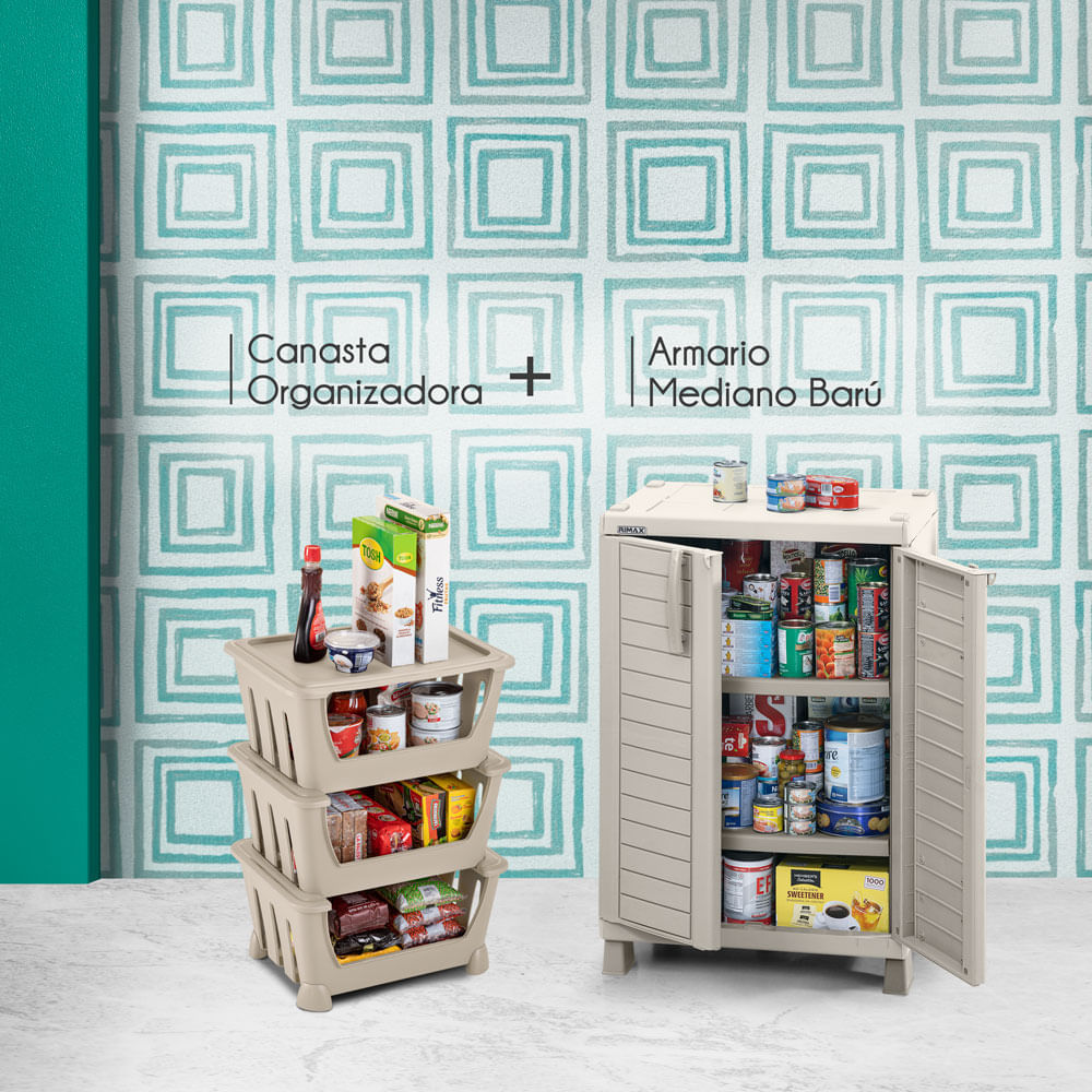 Combo Cocina Barú Armario Mediano Barú  Canasta Organizadora Taupe img #1