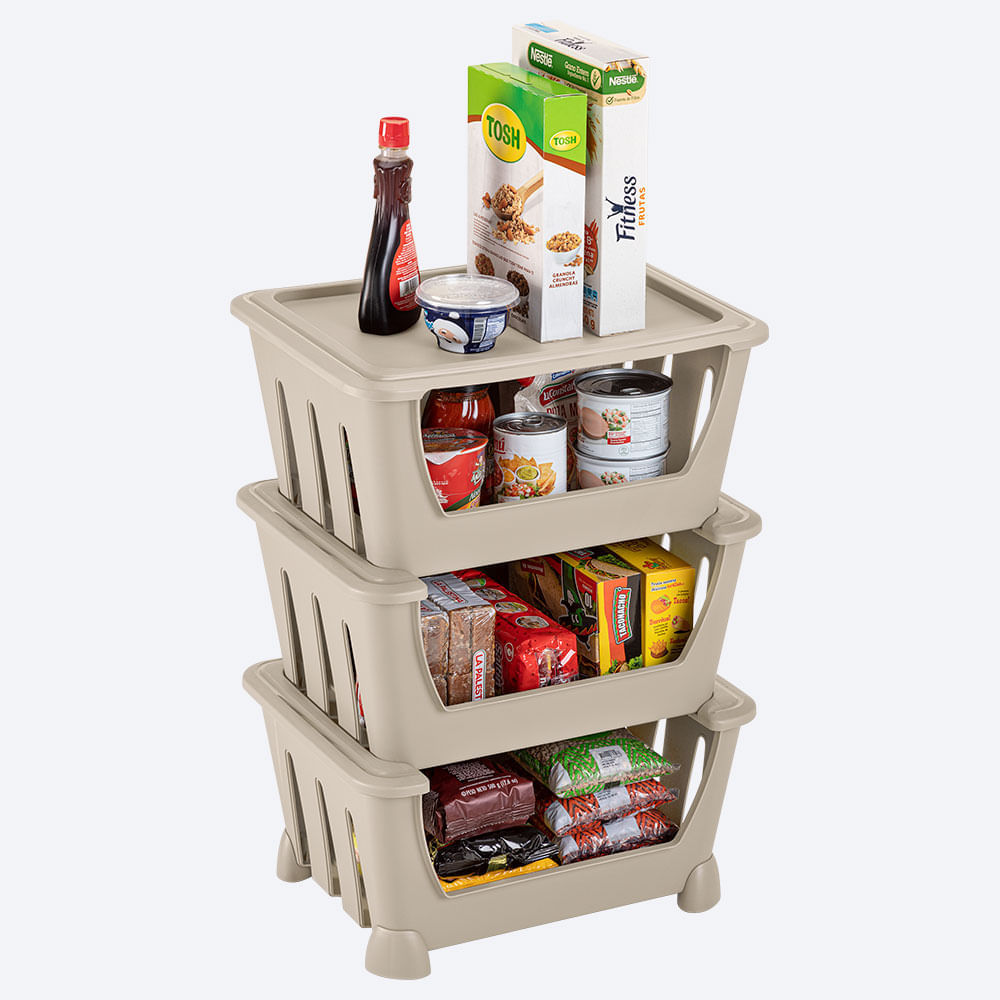 Combo Cocina Home Armario Grande Liviano Home  Canasta Organizadora Taupe img #8