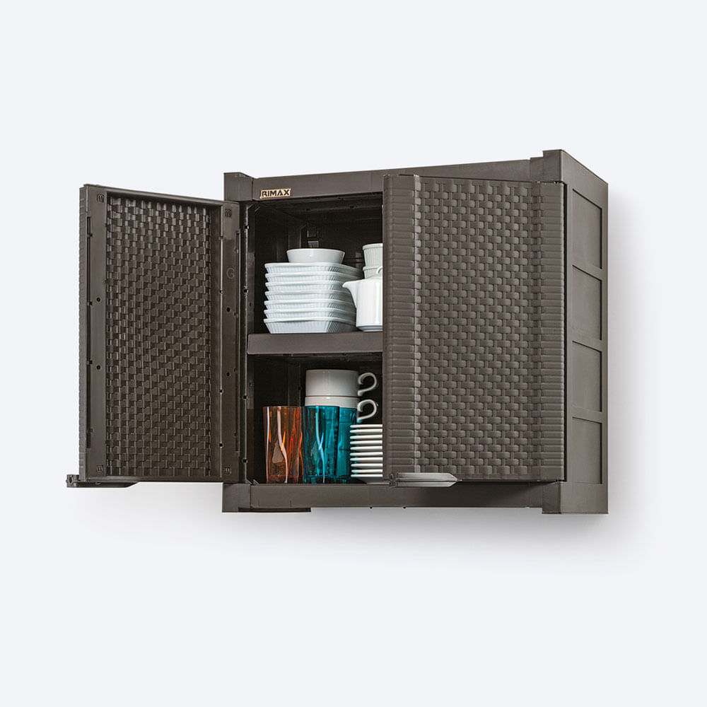 Combo Cocina Armario Cajonero  Armario Gabinete Doble Apariencia Rattan  Wengue img #3