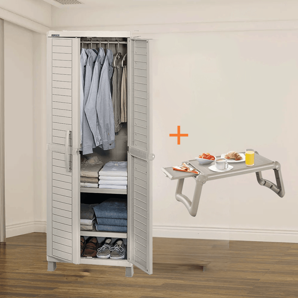 Combo Habitación Armario Para Ropa Barú  Mesa Personal Cama Taupe img #1