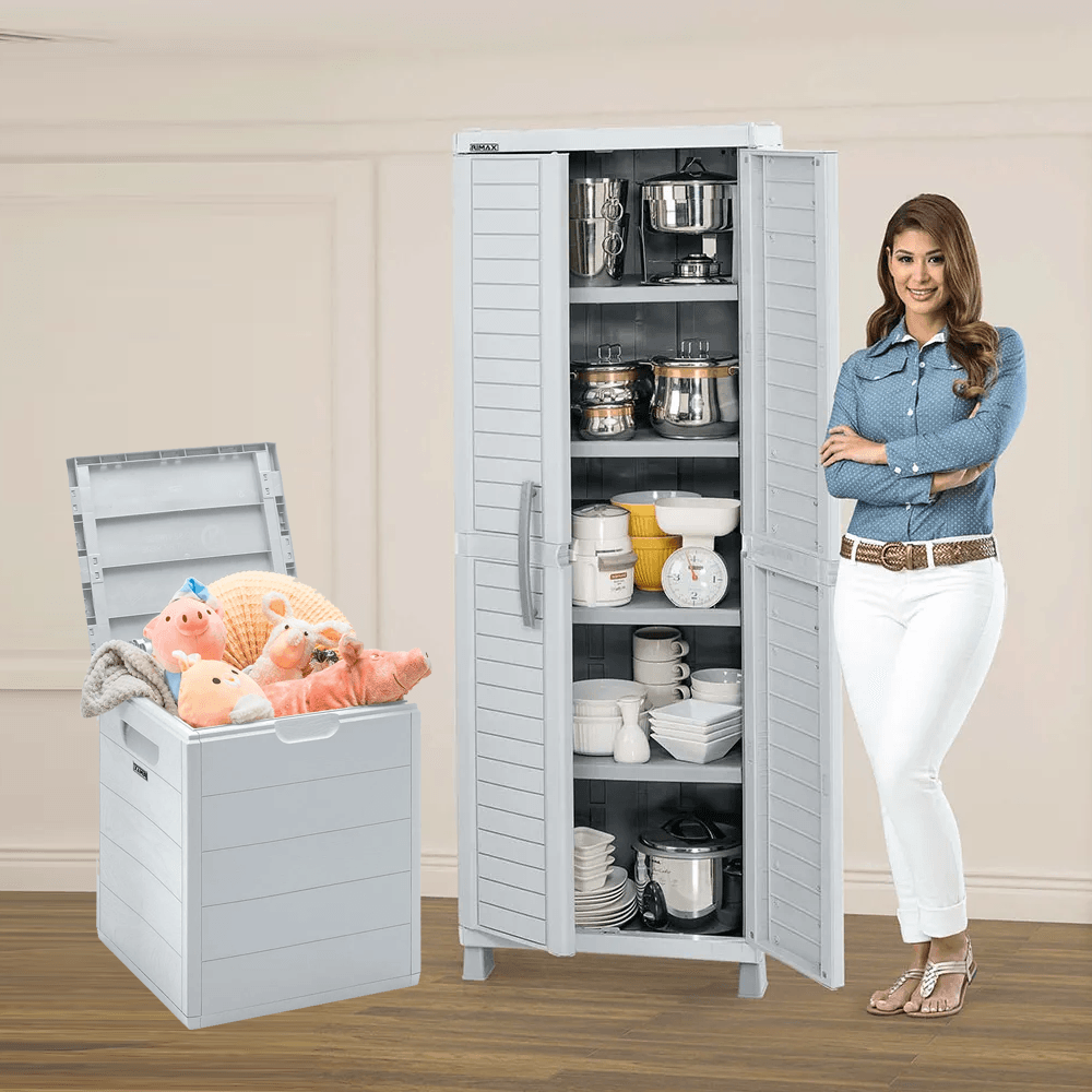 Combo Organizador Barú Armario Grande  Baúl 100 Lt Gris img #1