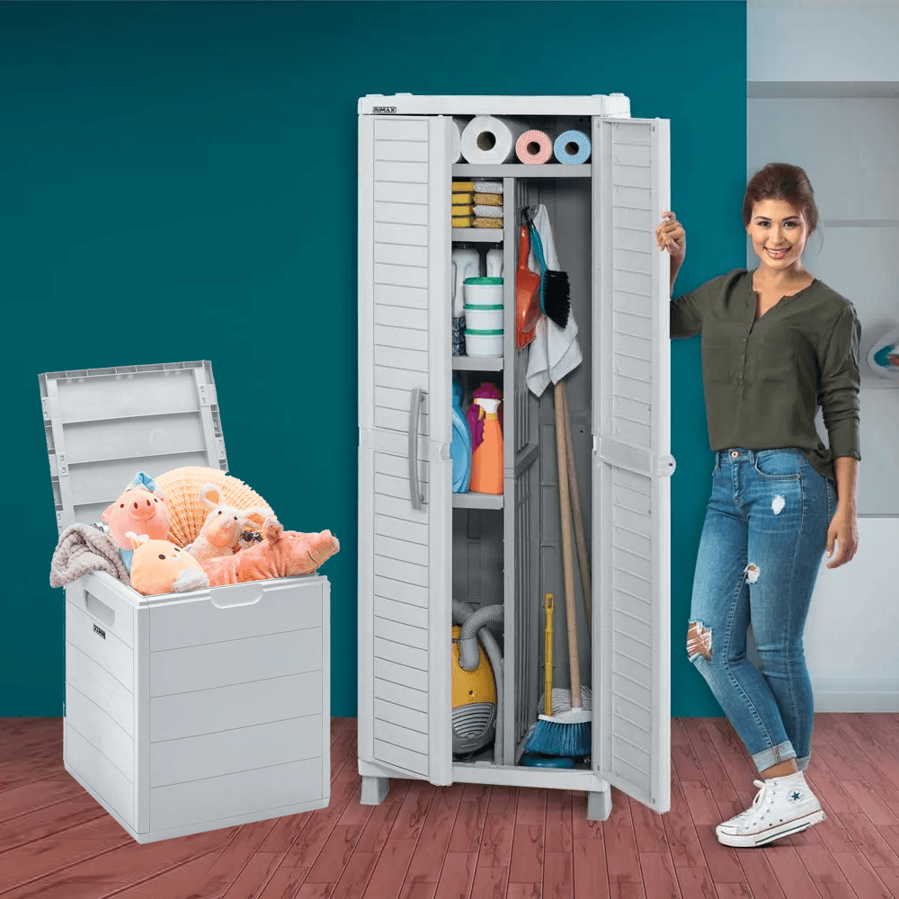 Combo Multiusos Barú Armario Multiusos  Baúl 100 Lt Gris img #1