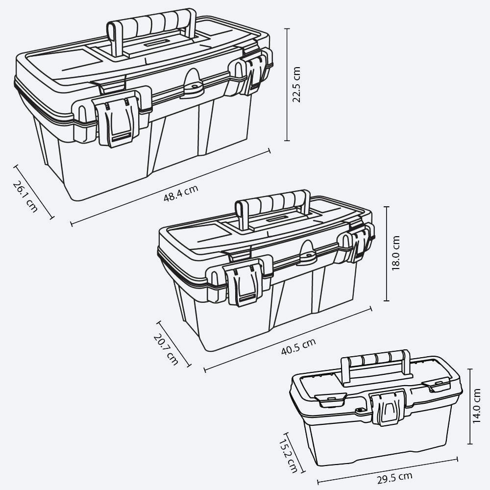 Caja Herramientas Combo 19" + 16" + 11" Apilable Cerradura Plástica img #5