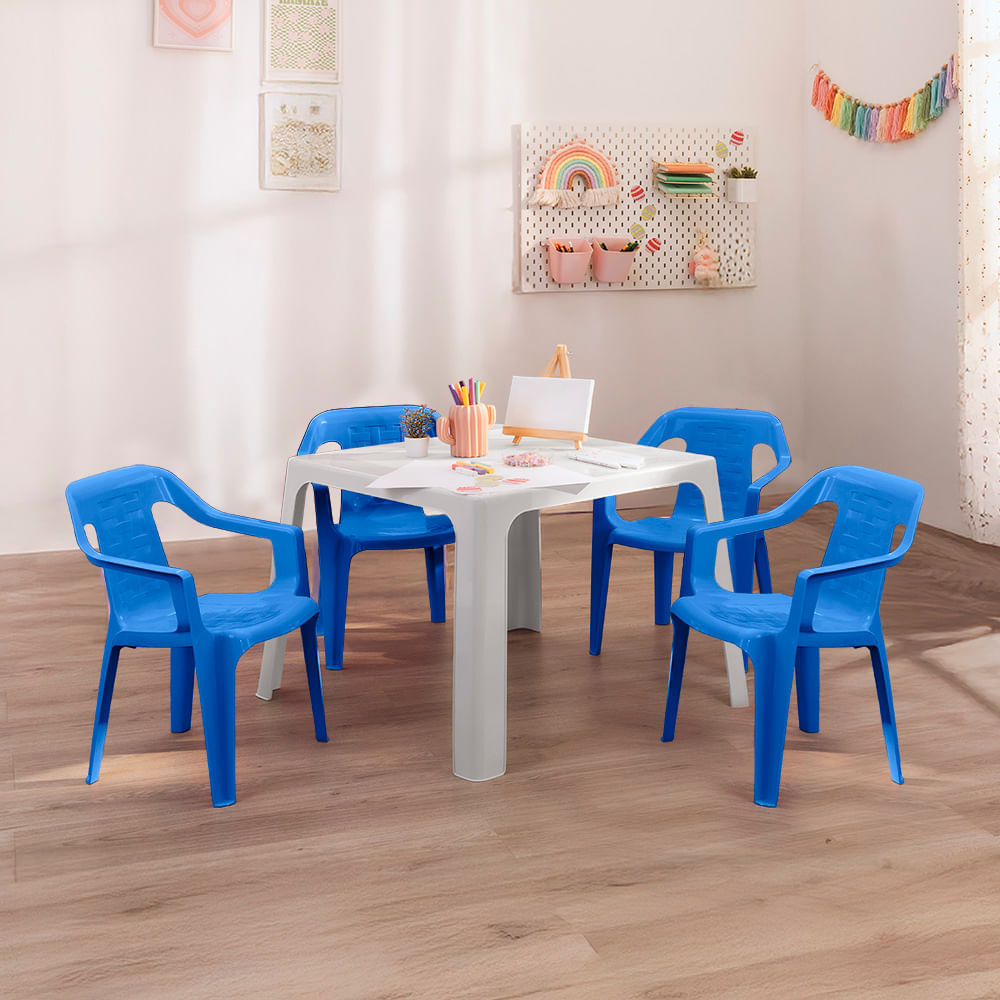 Combo Infantil 1 Mesa  4 Sillas Azul img #1