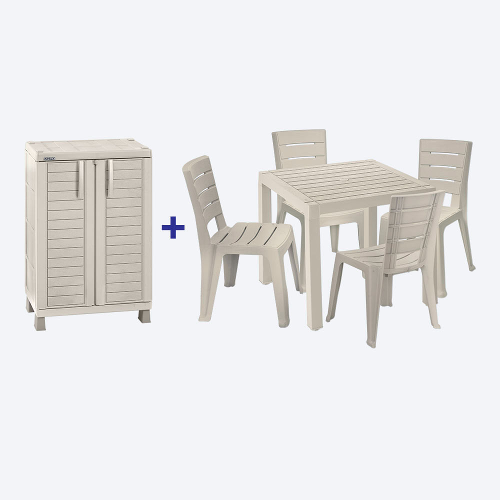 Combo Comedor Barú  (1 Mesa + 4 Sillas Sin Brazos + Armario Mediano Barú) img #1