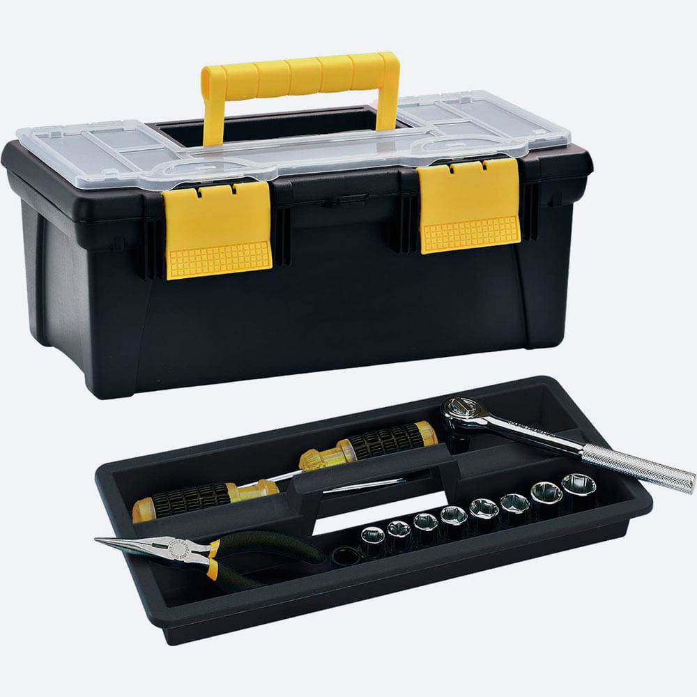 Caja Herramientas 16" con Tapa Organizadora Cerradura Plástica img #2