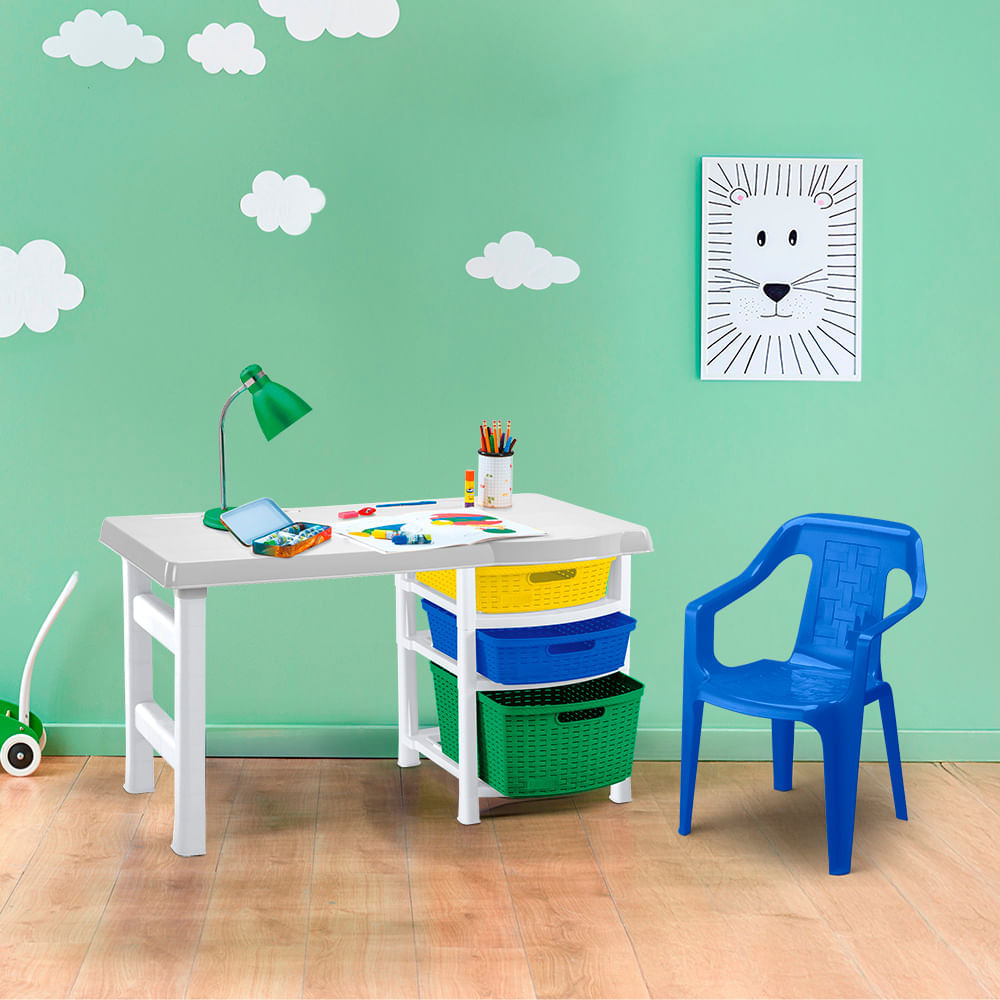 Combo Estudio Infantil Escritorio  Silla Azul img #1