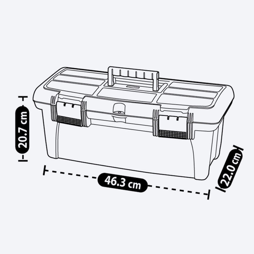 Caja Herramientas 18" con Tapa Organizadora Cerradura Plástica img #3