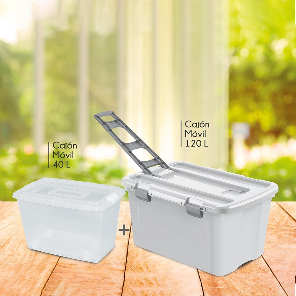 Combo Organizador 1 Cajón Móvil de 40 Lt  1 Cajón Móvil de 120 Lt img #1