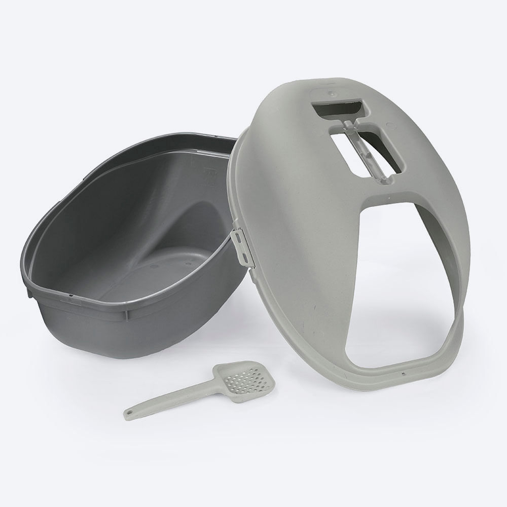 Combo Mascota Gatos Arenero  Comedero Alto Medium Gris img #5