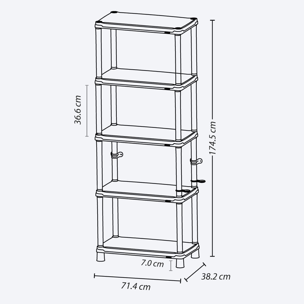 Combo Organizador 1 Estantería 15" 5N  Caja de Herramientas 16" Negro img #6