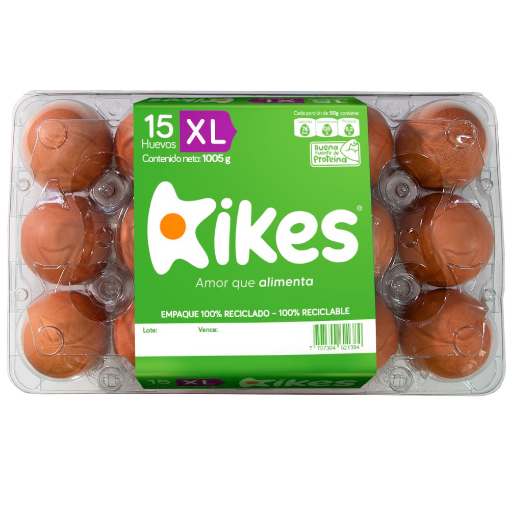 Huevos AAA KIKES rojo pet (15  und) img #1