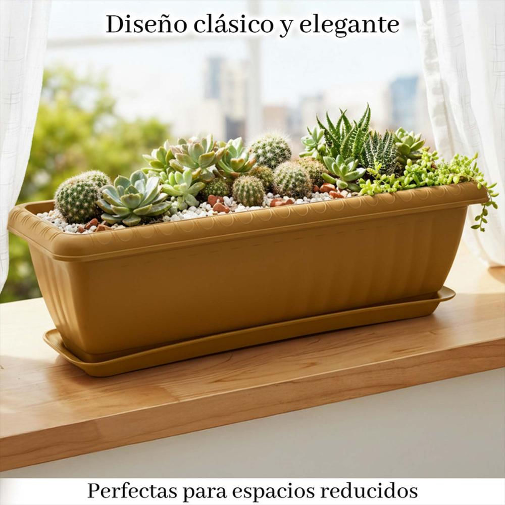 Matera Rectangular Con Plato 45 Cm Para Jardín Y Hogar img #2