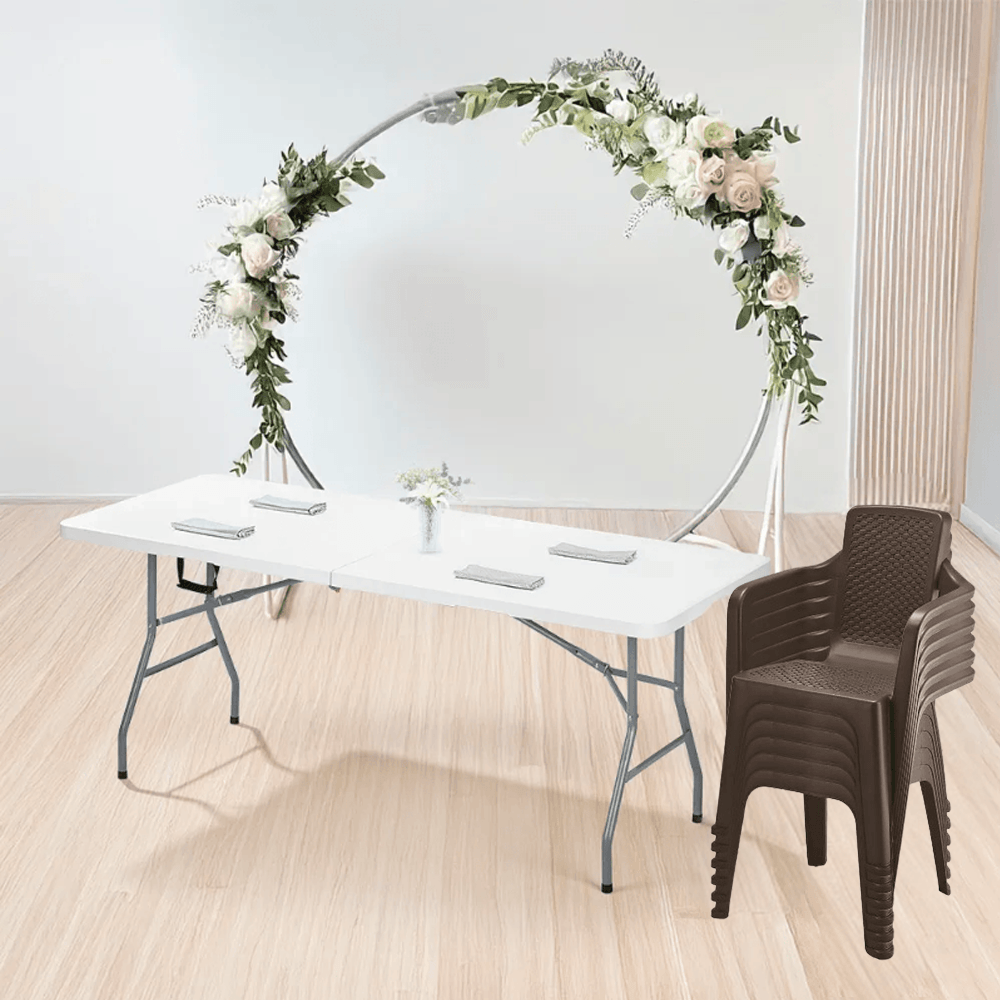 Combo Banquetero Mesa Banquetera  6 Sillas Eterna Con Brazos Wengue img #1