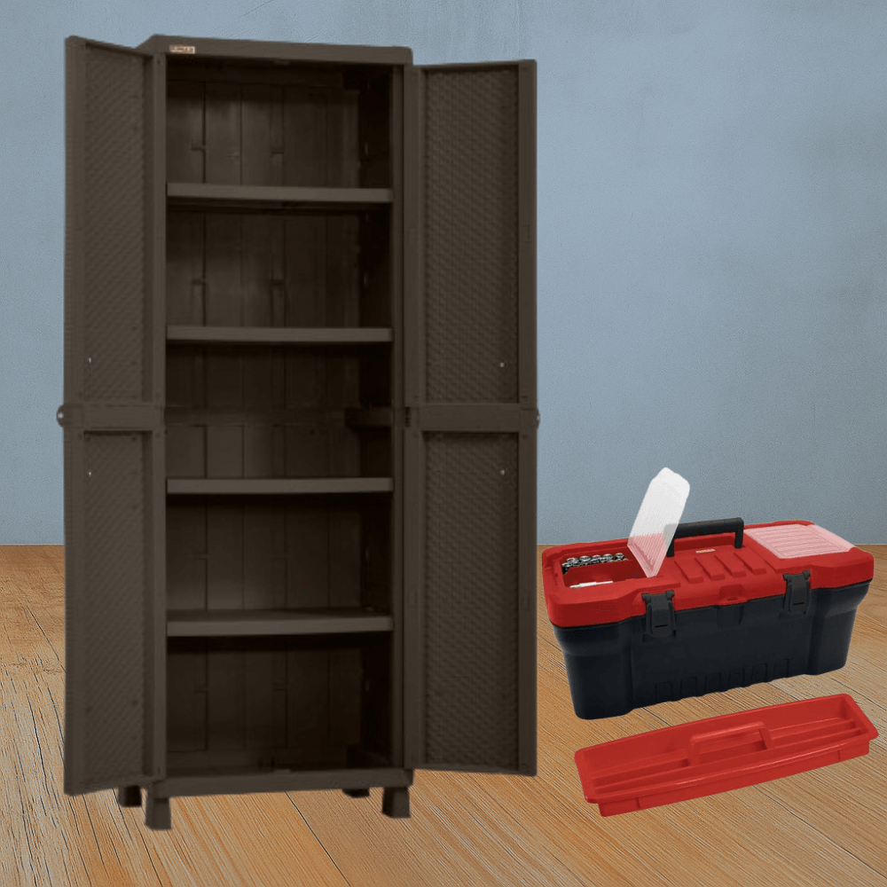 Combo Garaje Armario Grande Rattan Wengue  Caja Herramientas 20" Negra img #1
